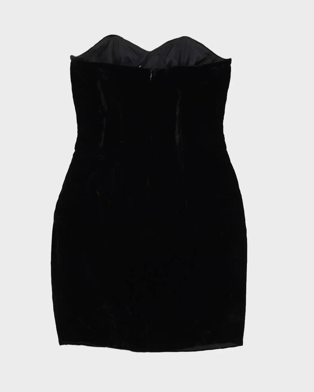 00s Black Velvet Bustier Dress - S