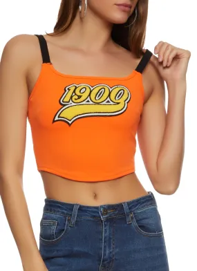 1900 Chenille Graphic Patch Crop Top