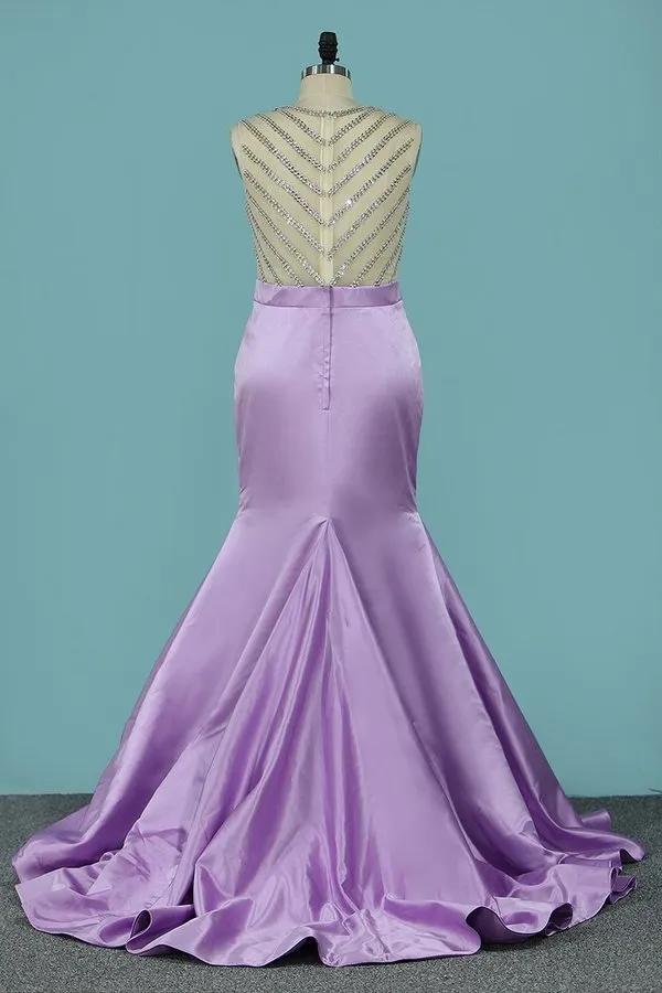 2024 Sexy Mermaid/Trumpet Prom Dresses Scoop P1ZFFF12