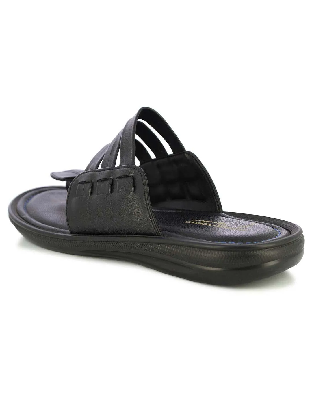 Alberto Torresi Men's Black Mason Three Strap Slippers