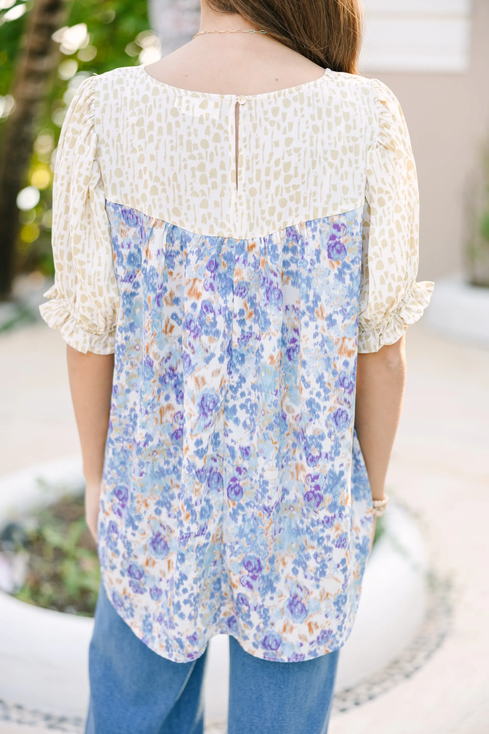 All About You Blue Floral Mix Blouse