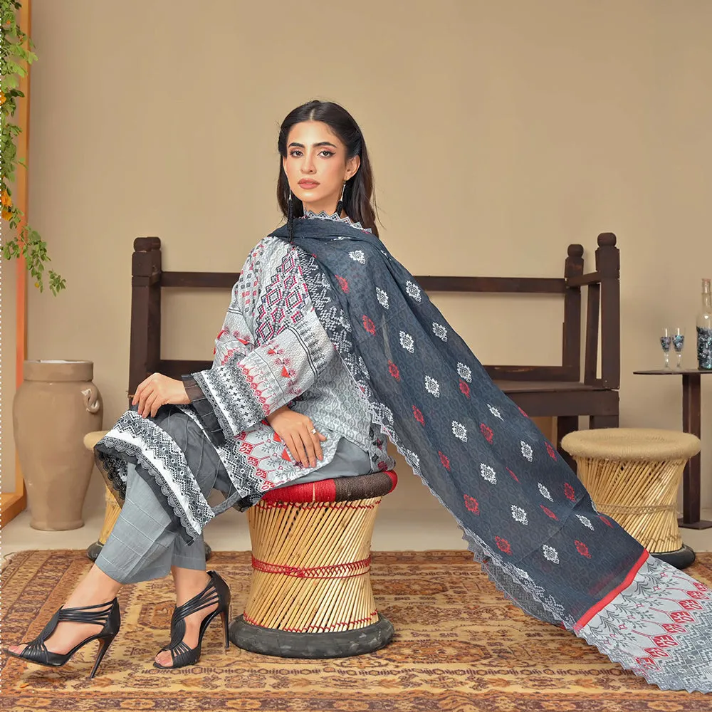 Amaya Lawn Printed Embroidered Unstiched 3Pcs Suit - 4