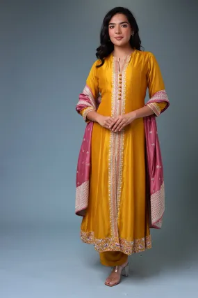 Anarkali Chinon Suit with Embroidered Dupatta