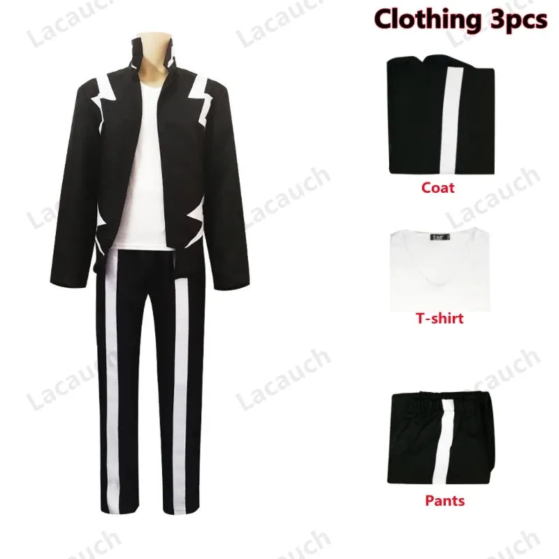 Anime My Hero Academia Kaminari Denki Cosplay Costume Short Wig Hairpin Black Uniform Suit