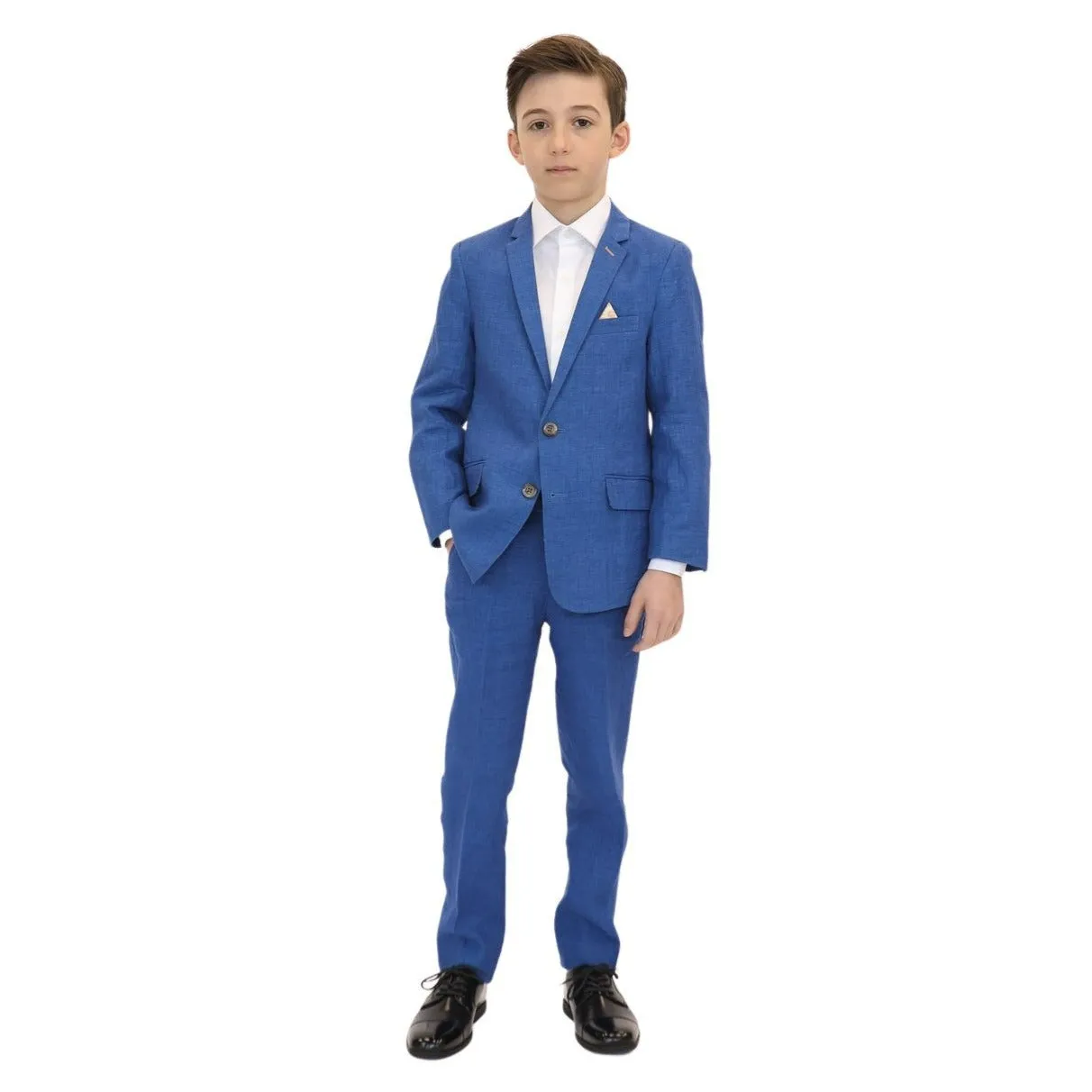 Appaman Boys 2pc Stretch Mod Riviera Blue Linen Suit _B8SU1-SS23