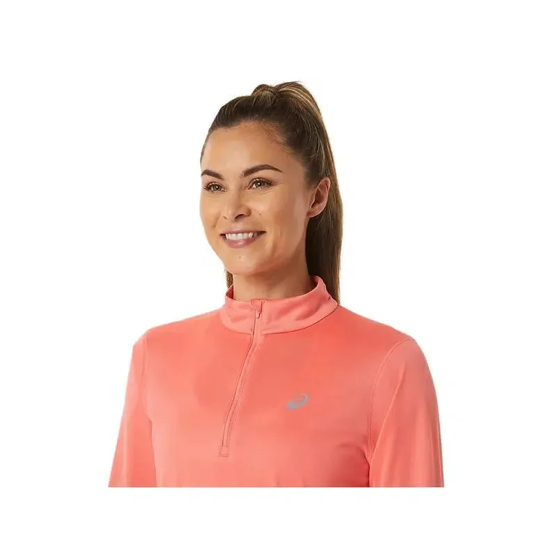 Asics Women's LS 1/2 Zip Top  - Papaya