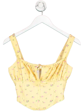 ASOS Yellow Tie Front Corset Style Crop Top UK 8