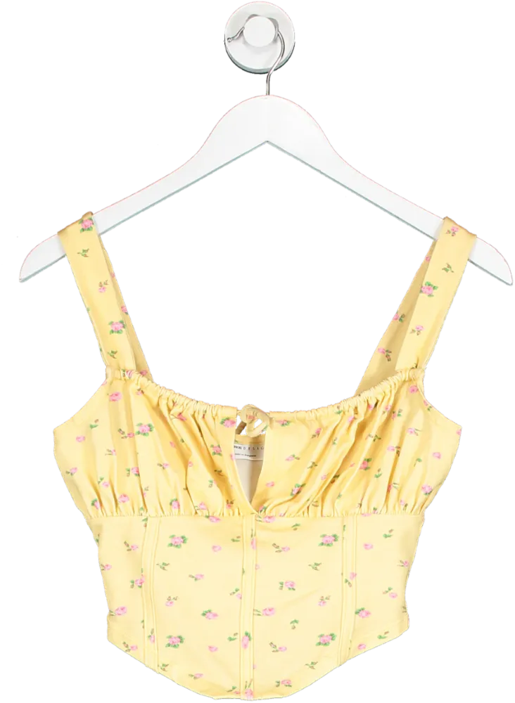 ASOS Yellow Tie Front Corset Style Crop Top UK 8