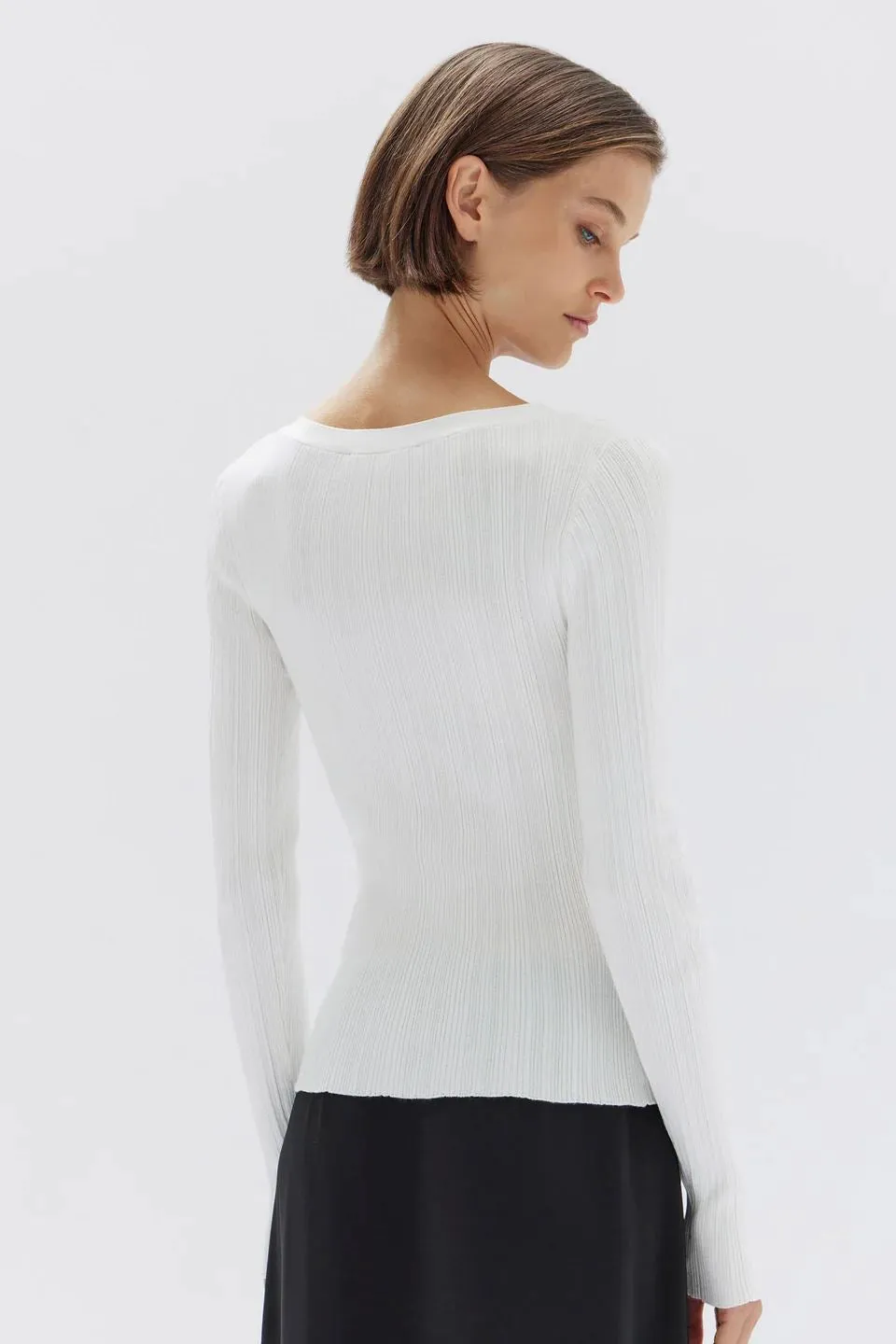 Assembly Label Vienna Knit Long Sleeve Top - Antique White