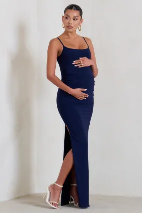 Aurelia | Navy Maternity Cami Maxi Dress With Split