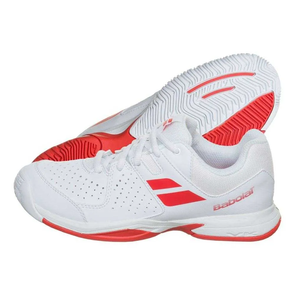 Babolat Pulsion All Court Kids & Women White Red Handball Volleyball Tennis Shoes