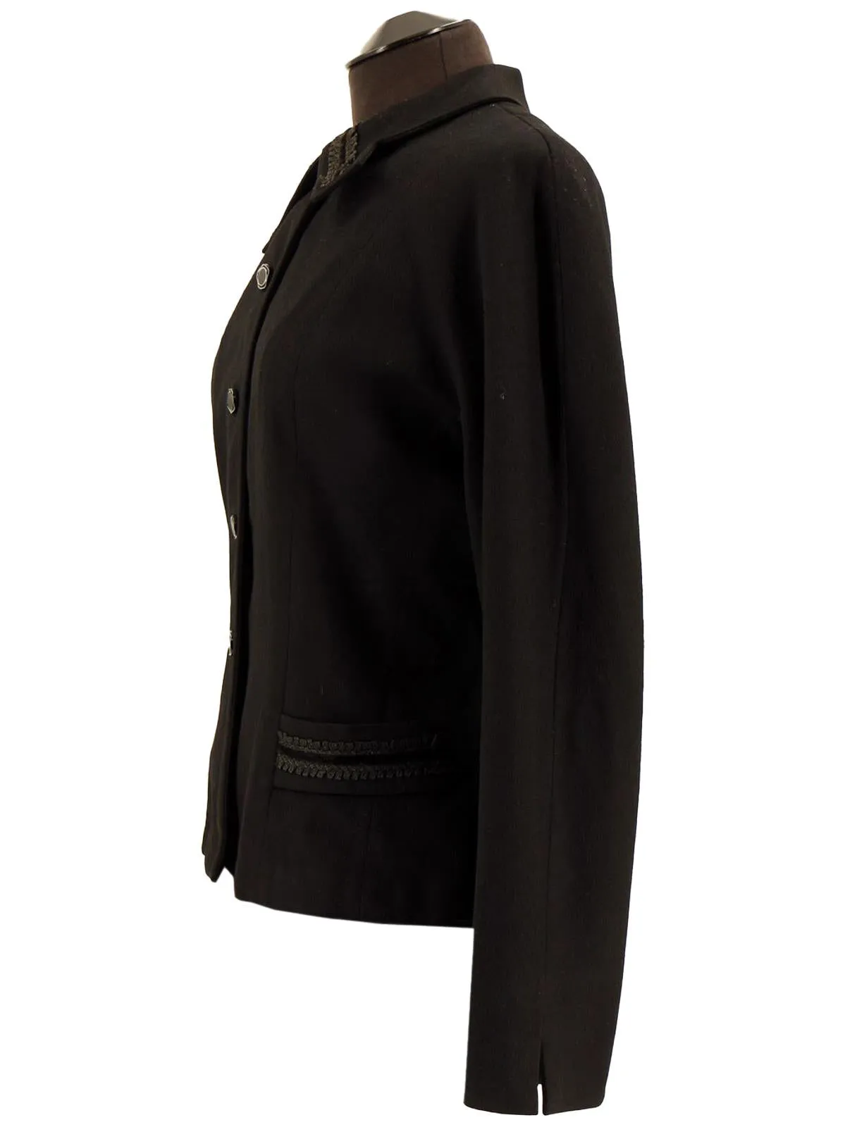 Black 1940s Vintage Wool Dolman Sleeve Jacket