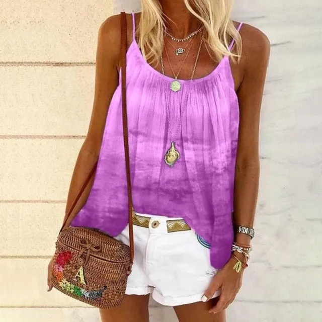 Boho Floral Strap Tank Tops