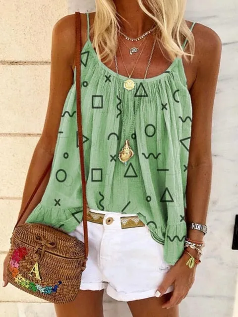 Boho Floral Strap Tank Tops