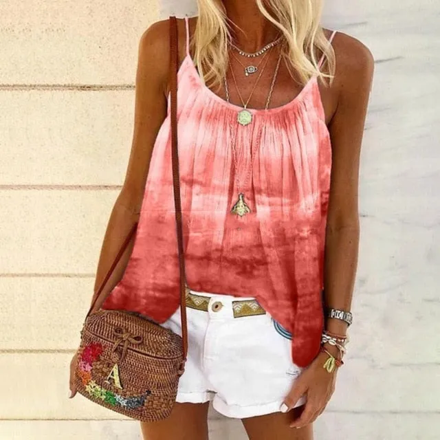 Boho Floral Strap Tank Tops