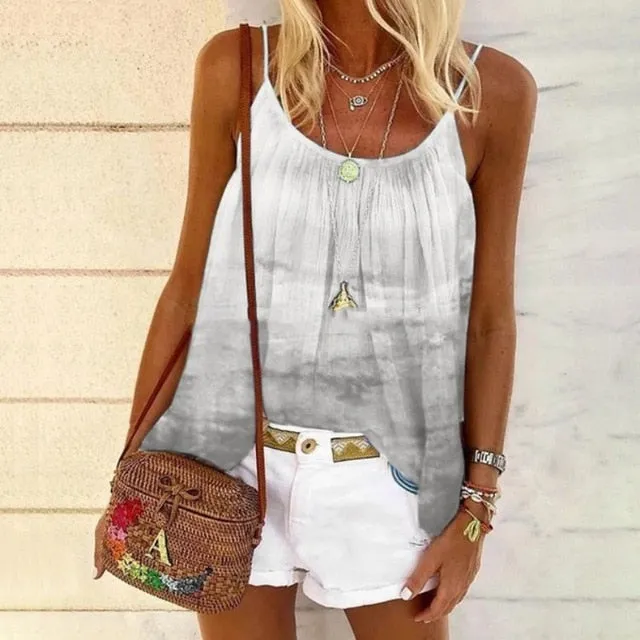 Boho Floral Strap Tank Tops