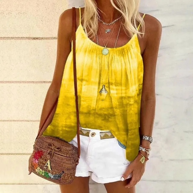 Boho Floral Strap Tank Tops