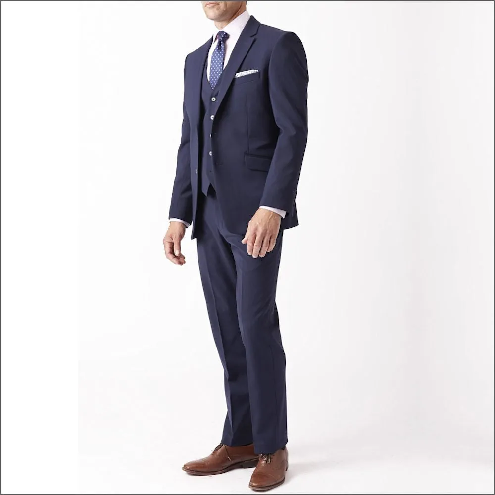 Brook Taverner Avalino Mid Blue Washable Crease Resistant 2 Pic Travel Suit<>