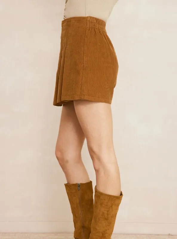 Camel Pleated Skirt