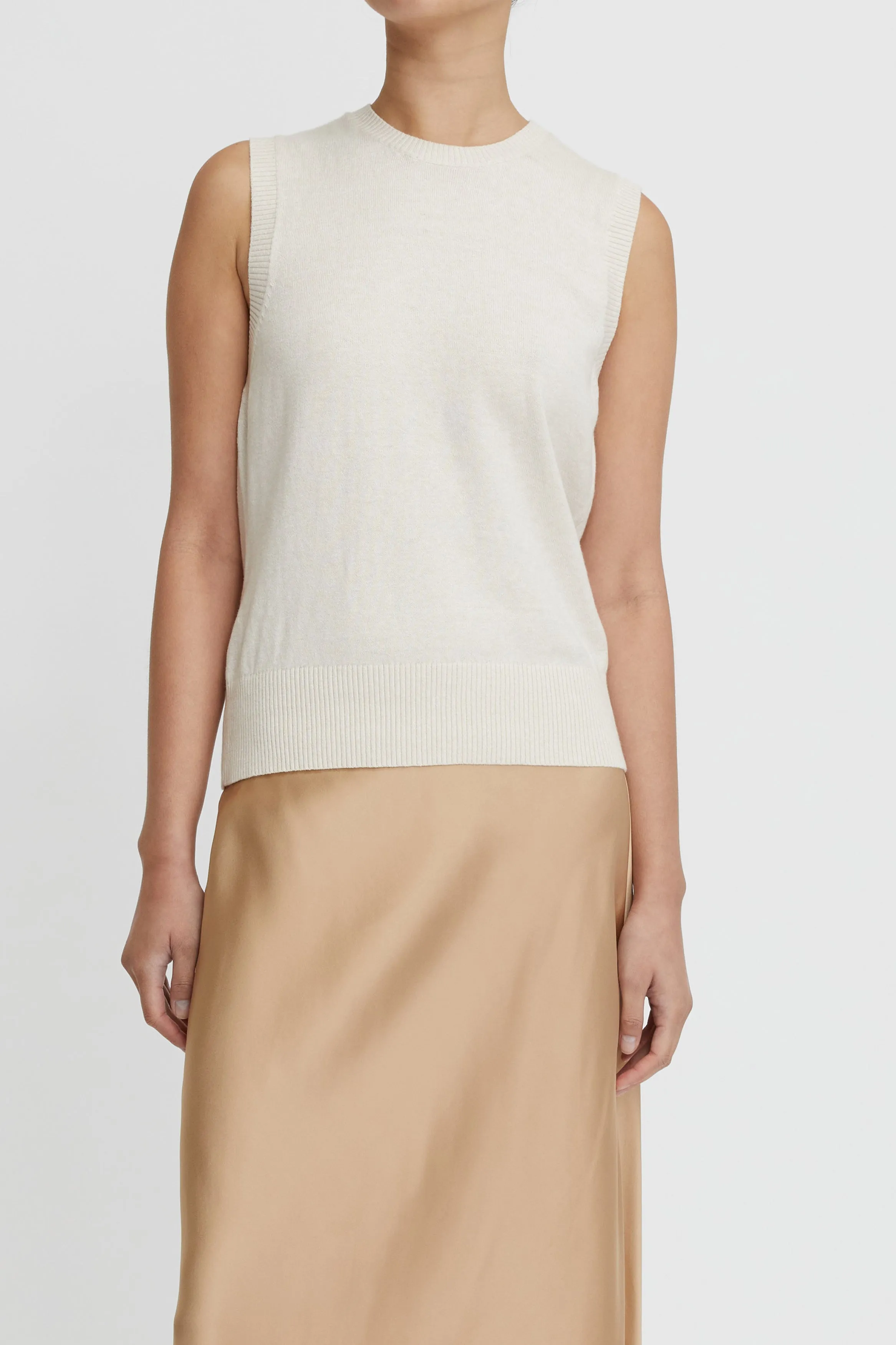 Cotton Cashmere Crew Neck Tank