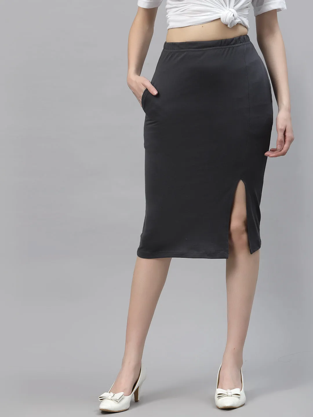 Dark Grey Bodycon Skirt