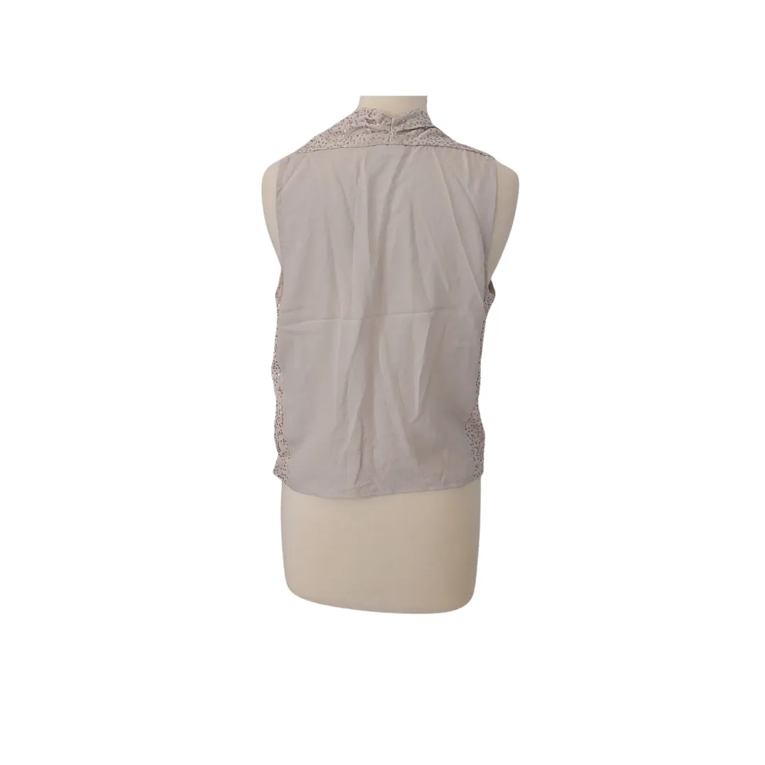 DKNY Ivory Sequins Sleeveless Top | Brand New |