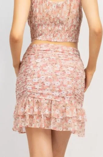 Floral Shirred Skirt