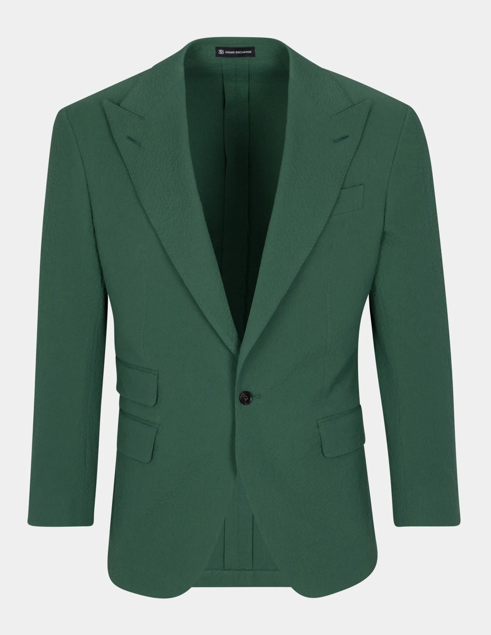 Green Seersucker Single Breasted Suit