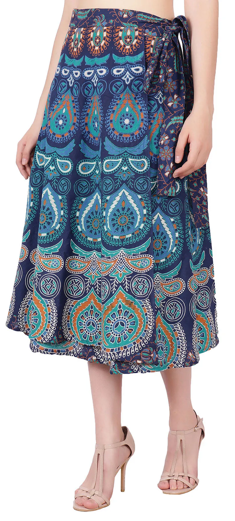 India Long Skirt Women's Cotton Ethnic Indian Clothing (Blue, One Size)