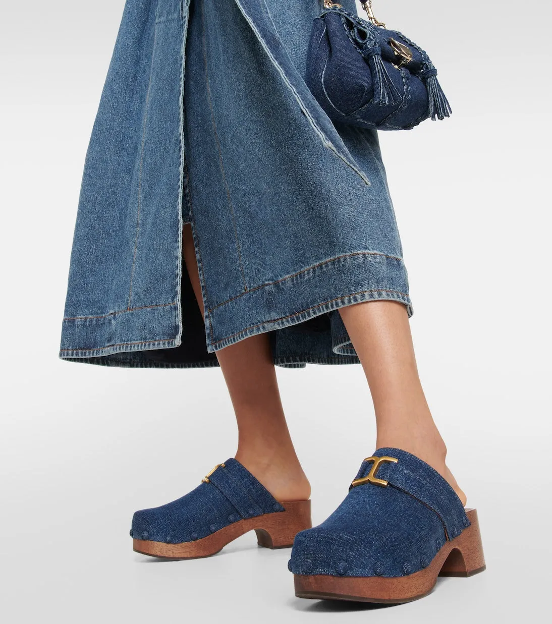 Marcie Chloé denim clogs, blue