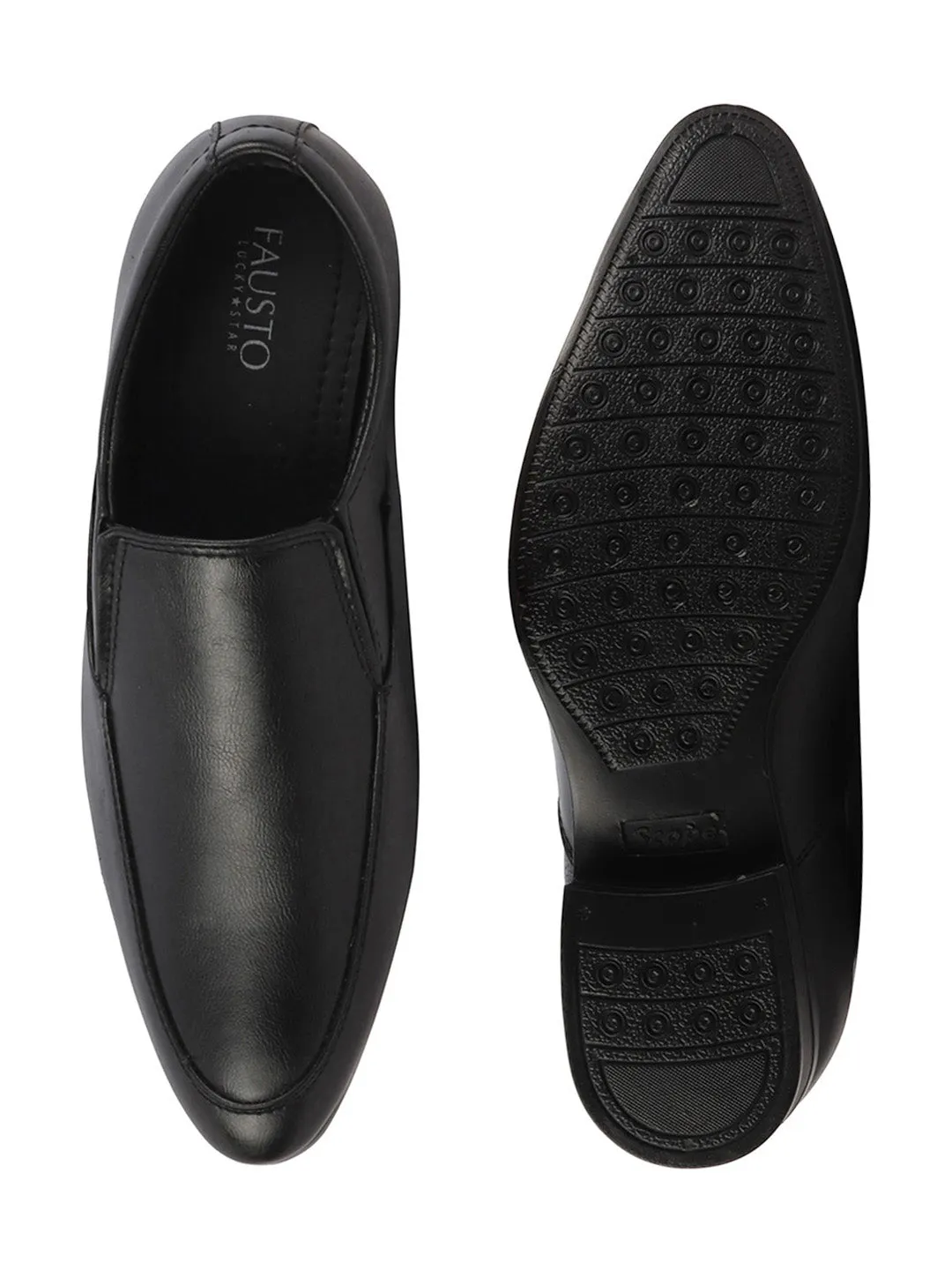 Men Black Formal Office Meeting Slip On Shoes