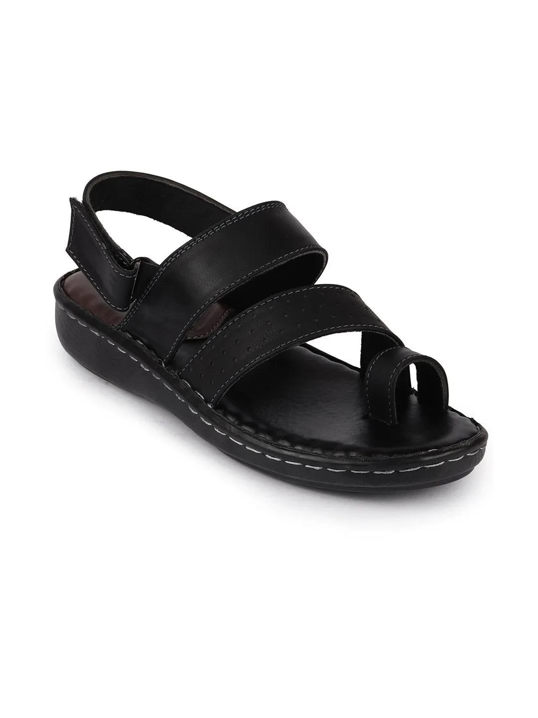 Men Black Formal Toe Ring Dress Sandals