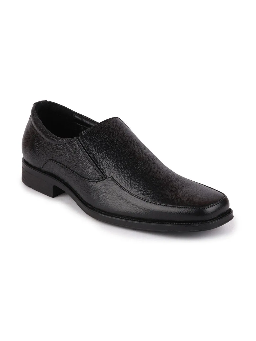 Men Black Plus Size Genuine Leather Formal Slip On Shoes