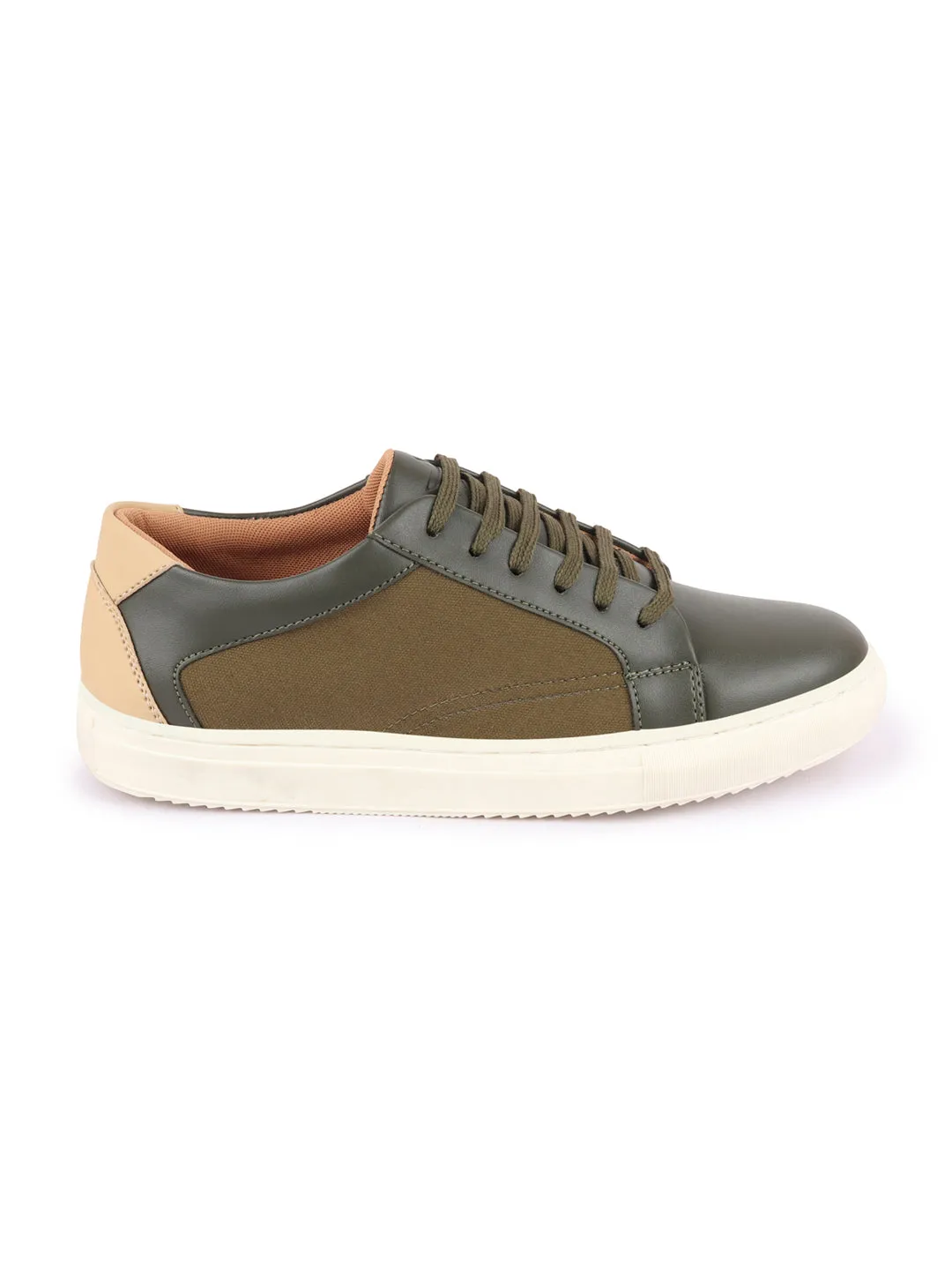 Men Olive Green Outdoor Classic Lace Up Sneakers Shoes