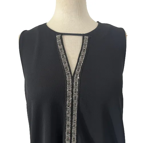 Next Black Sleeveless Silver Sequins Stripe Top | Brand New |