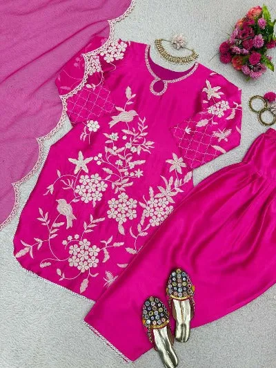 Pink Japan Satin Sequence Work Patiyala Suit Set