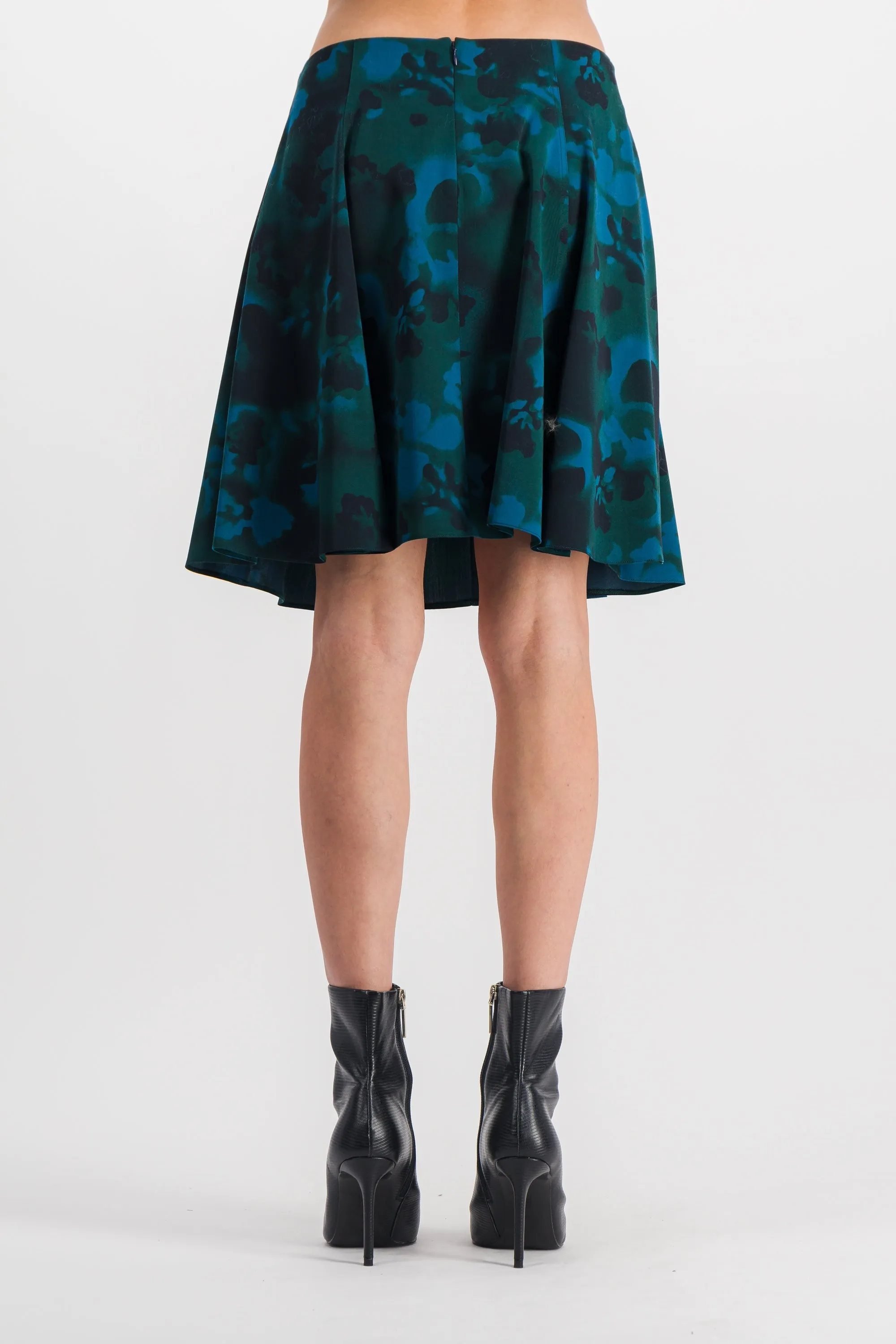 Printed pleat mini skirt