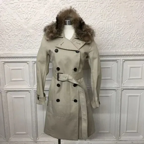 Real Raccoon Fur Coach Trench Coat NWT