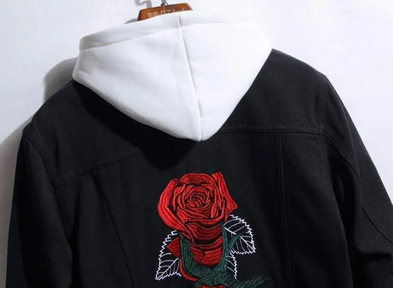 Rose Embroidered Denim Jacket