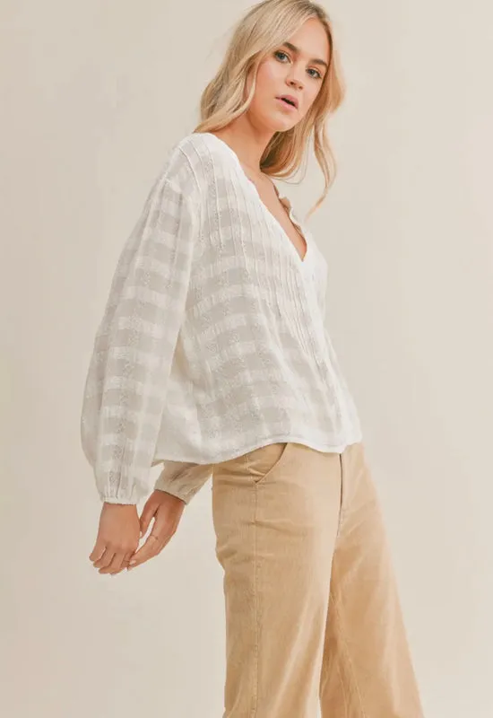 Sadie & Sage - Sandy Peasant Top Ivory