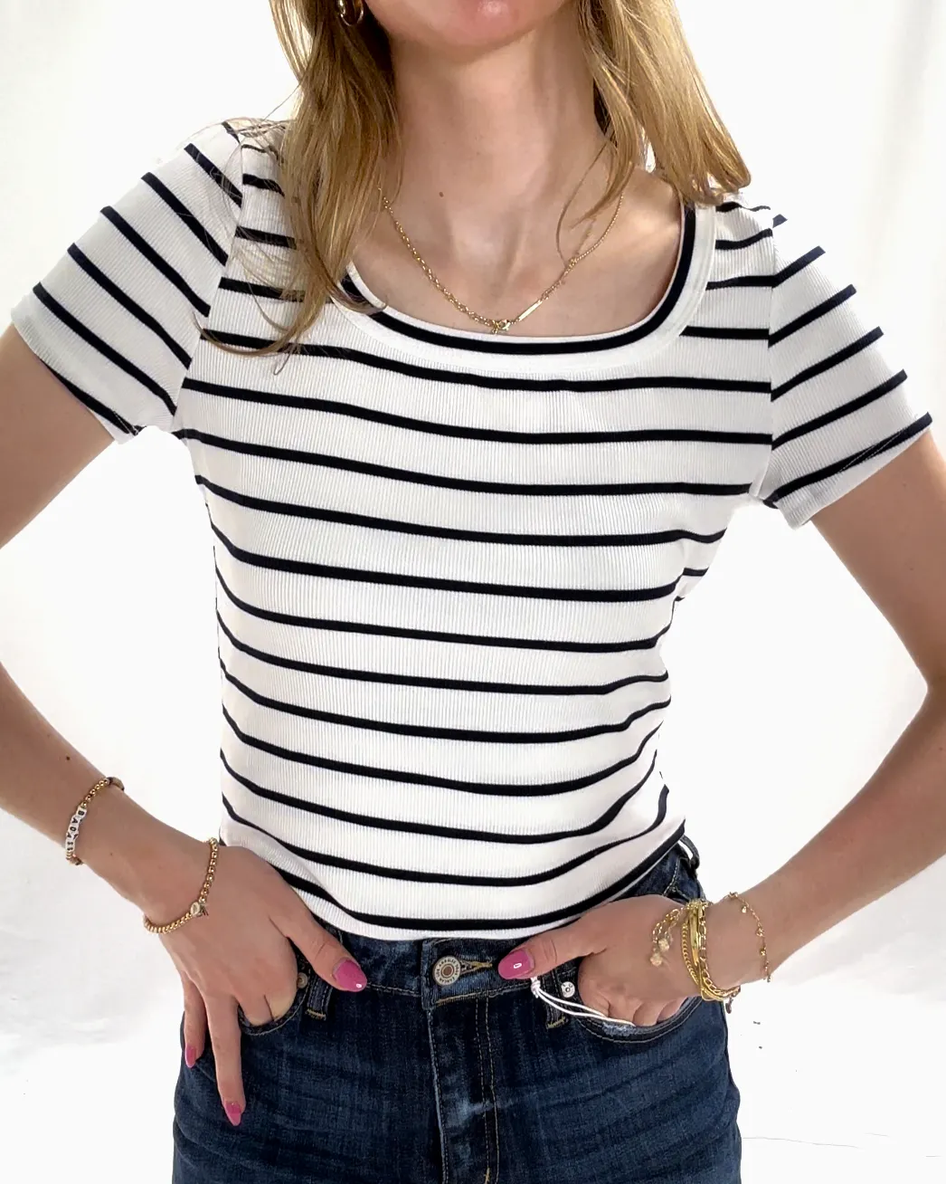 Stripe Top - Ivory/Navy