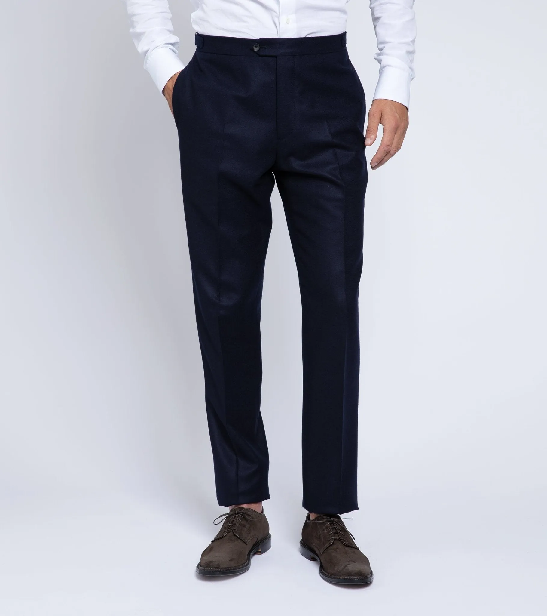 Trunk Wigmore Wool Twill Suit Trousers: Navy