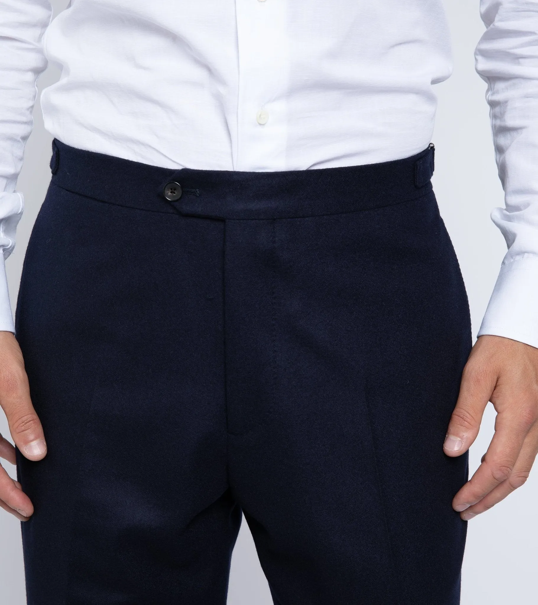 Trunk Wigmore Wool Twill Suit Trousers: Navy