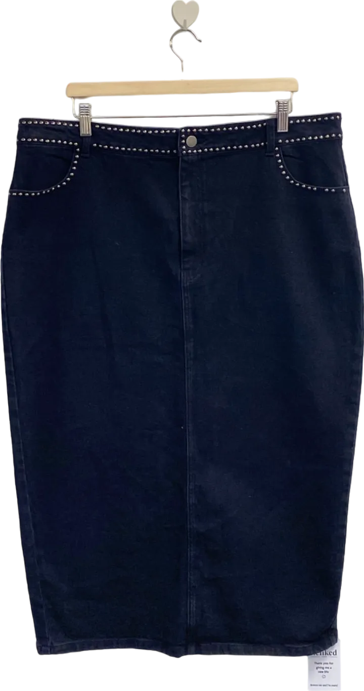 Very Black Studded Denim Skirt UK 20