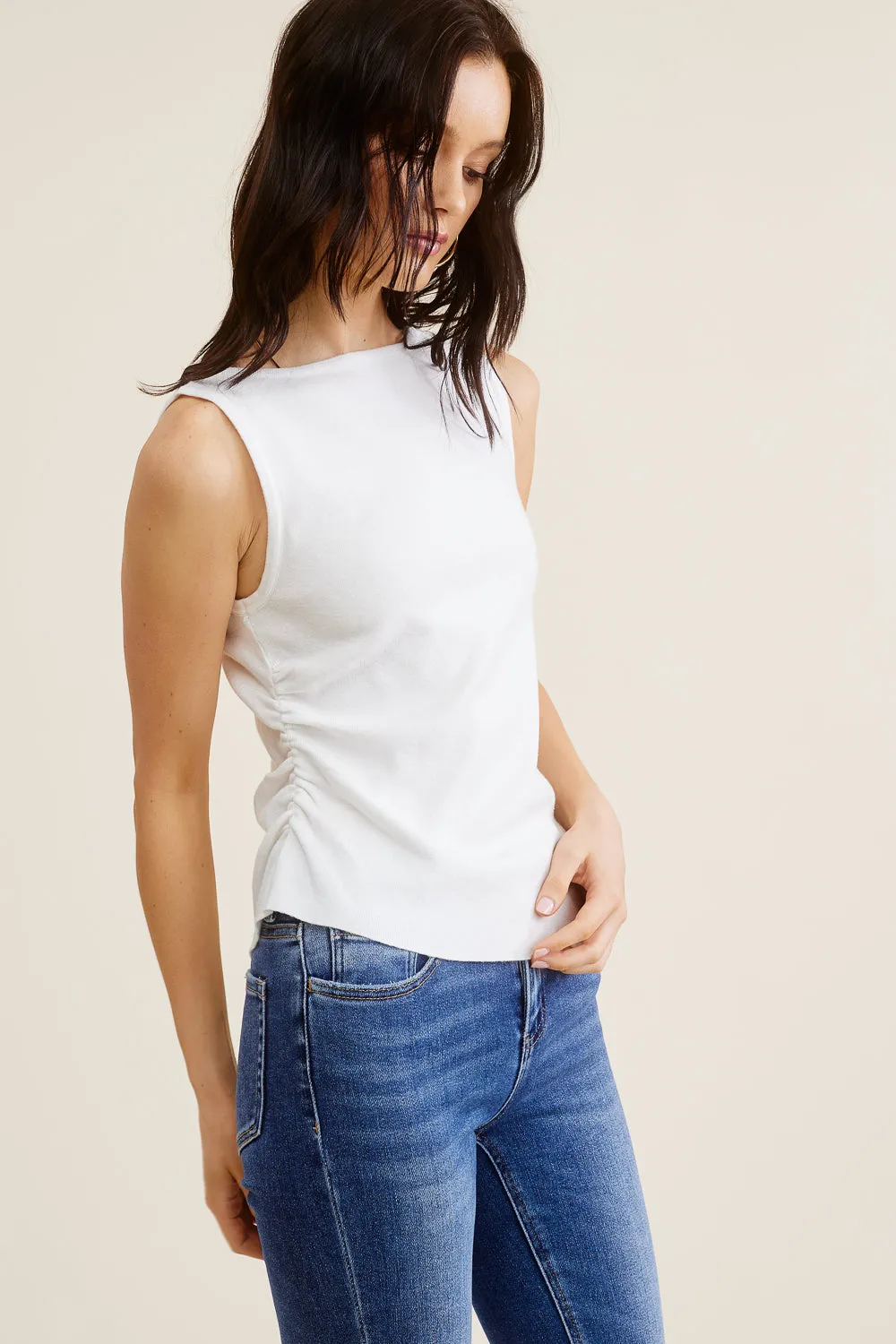 White Asymmetrical Tank Top