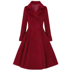 Wine Red Burgundy Vintage Inspired Classic Swing Coat