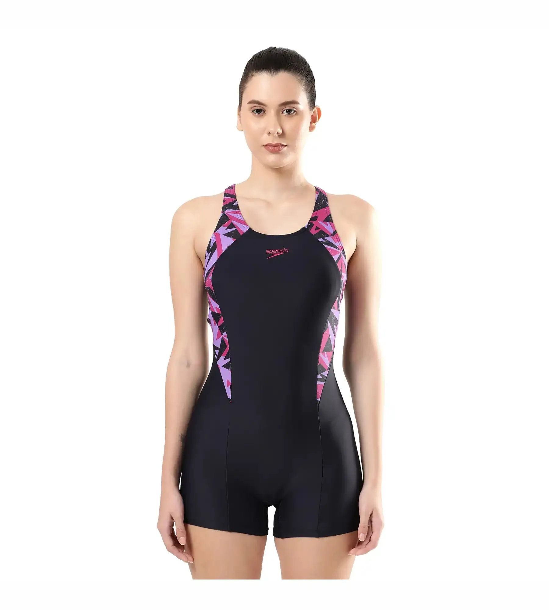 Women's Endurance Hyperboom Splice Legsuit Swimwear  - True Navy  &  Berry