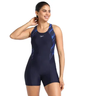 Women's Endurance Hyperboom Splice Legsuit Swimwear  - Truenavy  &  Truecobalt