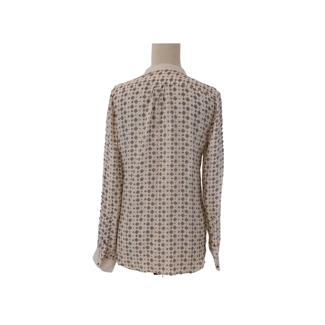 ZARA Ivory Printed Satin Top | Gently Used |