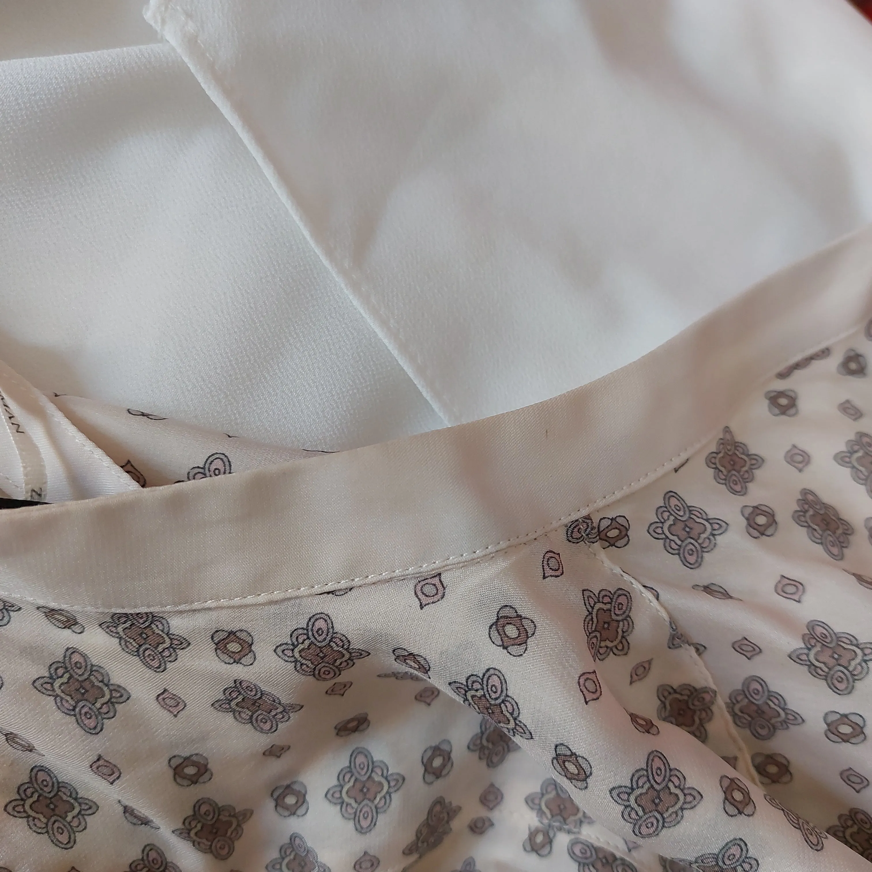 ZARA Ivory Printed Satin Top | Gently Used |